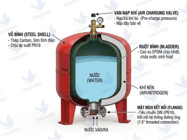 Bình tích áp là gì? Cấu tạo, nguyên lý và kinh nghiệm vận hành