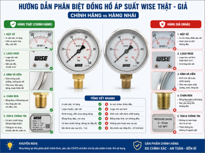 Hướng dẫn phân biệt đồng hồ áp suất Wise thật - giả: Bảo vệ hệ thống công nghiệp