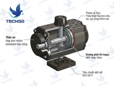 Bộ truyền động khí nén cho van bướm, van bi: Cấu tạo &amp; Ứng dụng