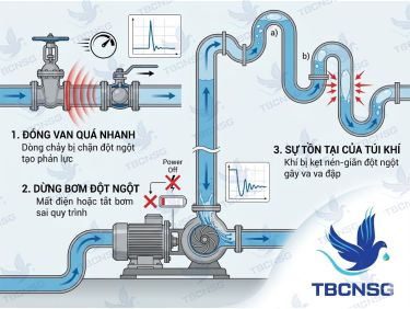 Búa Nước: Nguyên Nhân &amp; Giải Pháp Chống Va Đập Đường Ống Hiệu Quả