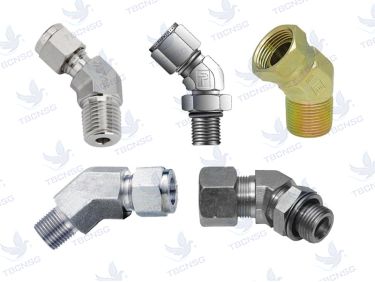 Đầu nối cong 45 độ, 1 đầu tán hạt bắp 1 đầu ren ngoài