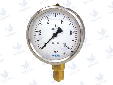 Sản phẩmĐồng hồ áp suất Wika 111.10 chân đứng vỏ nhựa thép đen