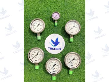 Đồng hồ áp suất Wise P255 vỏ inox chân inox không dầu