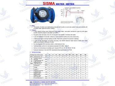 Đồng hồ nước Sisma mặt bích