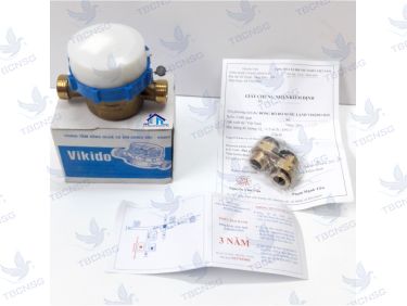 Đồng hồ nước Vikido DN15 lắp ren 21mm