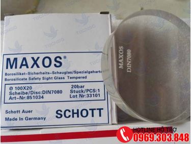 Kính Lấy Sáng Buồng Đốt MAXOS Đức – Kính Tròn Chịu Nhiệt SCHOTT DIN 7080