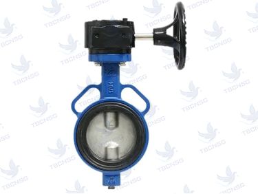 Van bướm Shinyi WBGS kiểu kẹp Wafer - Tay quay hộp số trợ lực