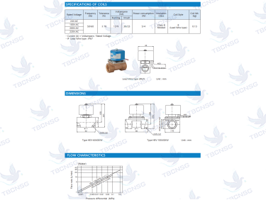 Van điện từ Saginomiya Type HEV - Thân đồng cho nước nóng (0°C đến 95°C)
