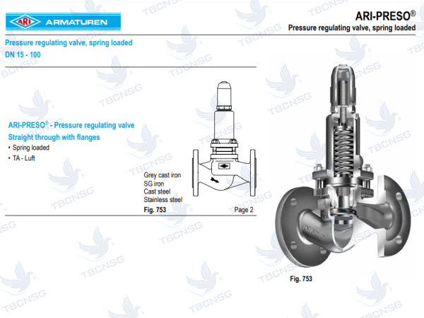 Van điều áp ARI Armaturen Fig 753