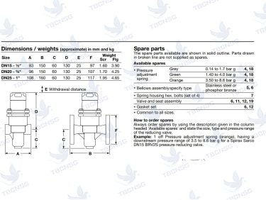 Van giảm áp Spirax Sarco BRV2S / BRV2B