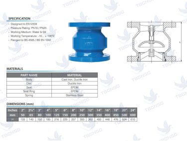 Van một chiều KVS model KVS 105 kiểu lò xo thân gang nối mặt bích