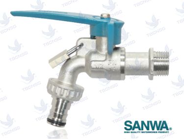 Vòi nước khóa Sanwa CKT 15 L lắp ren phi 21mm