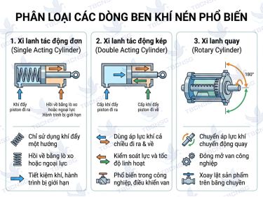 Xi lanh khí nén là gì? Cấu tạo và ứng dụng thực tế từ chuyên gia